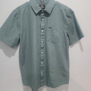Volcom Classic Fit Short Sleeve Shirt Men's Size M Green.